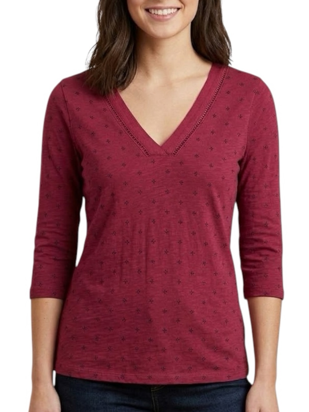 REITMANS Dainty Gothic Cross Print Crop Sleeve Top Small